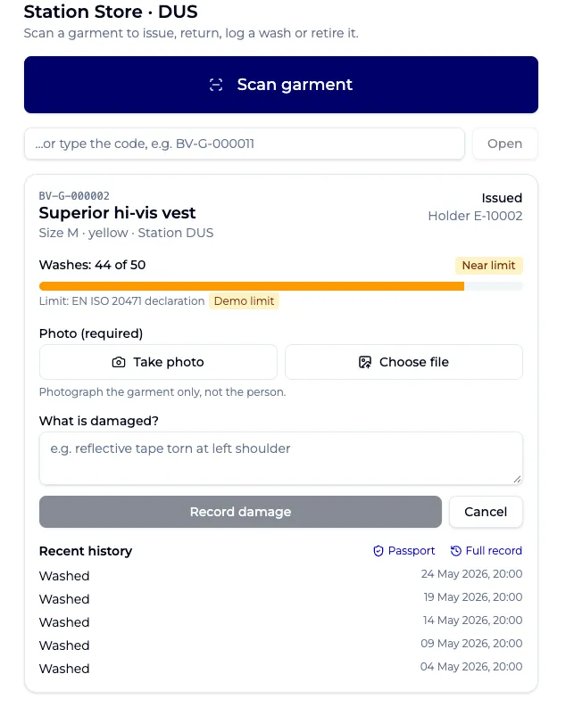 Real screen, demo data