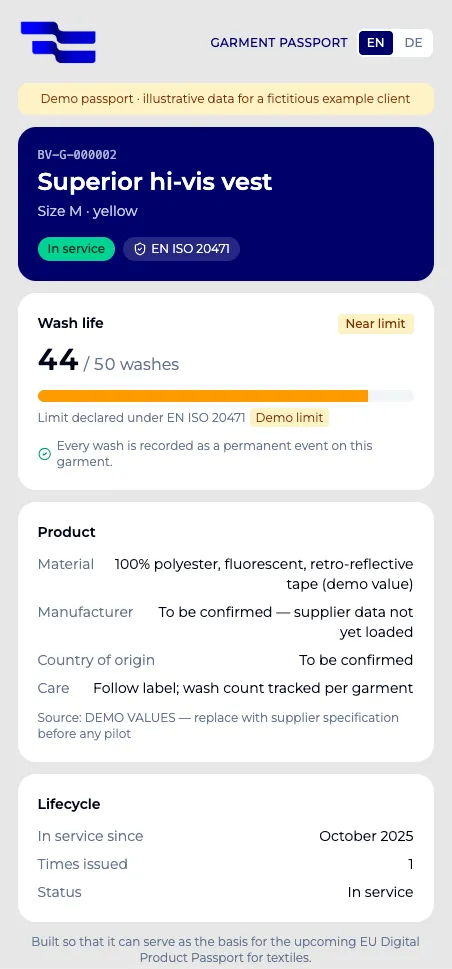 Real screen, demo data